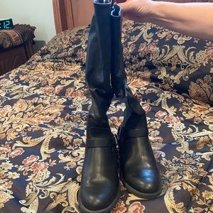 Black below the knee boots